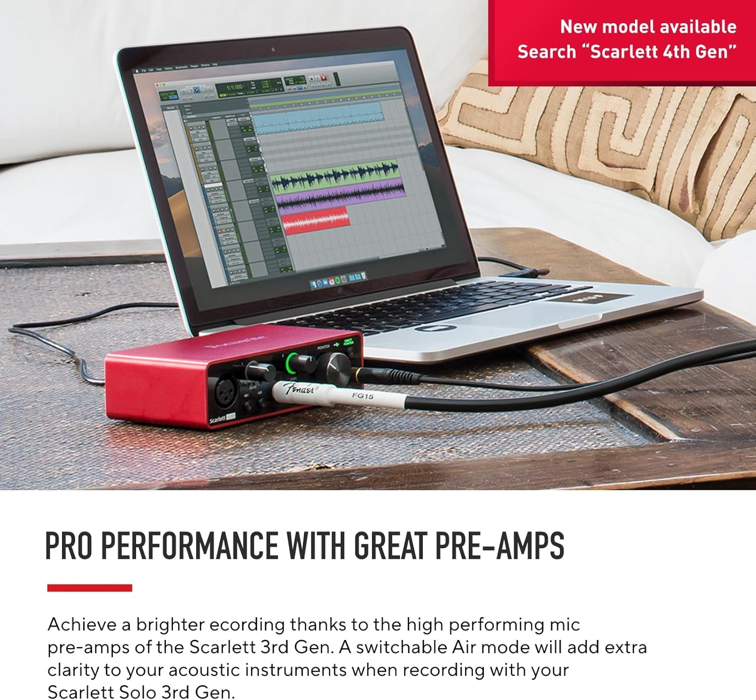 Scarlett Solo 3Rd Gen USB Audio Interface for Guitarists, Vocalists, Podcasters or Producers to Record and Playback Studio Quality Sound